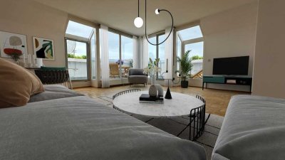 Einzigartiges Wohnvergnügen in Straubing – Besondere Galerie-Wohnung mit Homelift und Dachterrasse