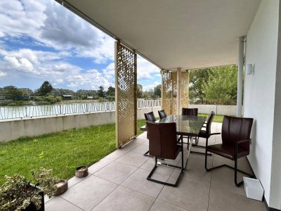 EXKLUSIVES WOHNEN IN „THE SHORE“ – MIT PRIVATEM GARTEN, TERRASSE &amp; DONAUBLICK UND GARAGE