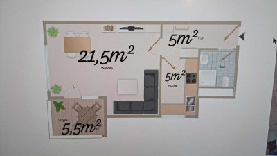 1 Zimmerwohung - 36 qm - Erstbezug nach Renovierung