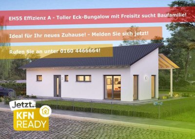 �️� EH40+ QNG Eck-Bungalow mit Freisitz � mit attraktiver Bauplatz-Option und Eigenleistung!