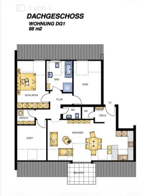 sonnige 4Zi Dachgeschosswohnung Stadtmitte mit Aufzug