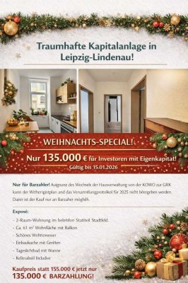 ???? Weihnachtsspecial – Kapitalanlage in Leipzig-Lindenau (12,9% Nachlass)