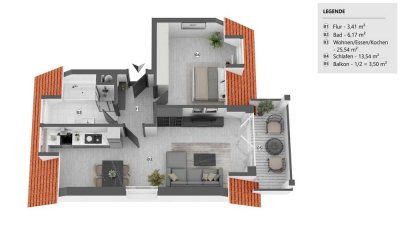 Gepflegte 2-Zimmer Dachgeschosswohnung in Kaufbeuren (Hirschzell))