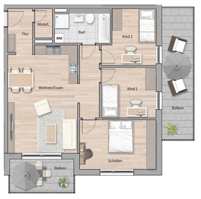NEUBAU 4 Zimmer OG-Wohnung - Zentrales Wohnen - KfW 40 QNG gefördert!