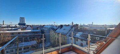 Einzigartiger Blick über München und die Alpen: luxuriöse, neu gebaute Dachterrassen-Wohnung in der