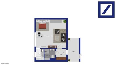 Vermietete 1-Zimmer-Wohnung mit Aufzug