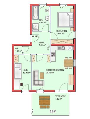 3-Zimmer Neubauwohnung mit Terrasse und privatem Garten im EG
