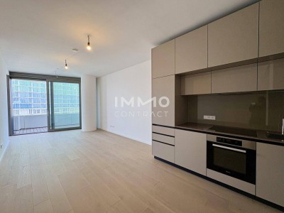 Fantastischer Erstbezug mit durchdachtem Grundriss, Balkon und Sonnenuntergang (Doorman, Gym, Pool, Lounges)