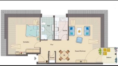 Freundliche 2-Raum-Dachgeschosswohnung mit EBK und Balkon in Rheinböllen