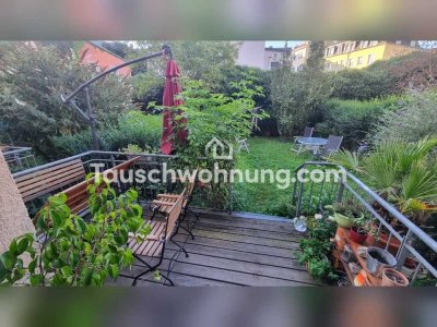 Tauschwohnung: Große 4-Raum-Wohnung mit Garten gegen 3-Raum mit Balkon