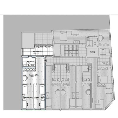 WE1 All-inclusive-Miete: exklusiver vollmöblierter Neubau, 2-Zi-Wohnung mit Terrasse und Einbauküche