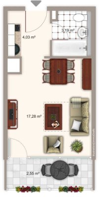 Renovierte 1-Zimmer-Wohnung mit Balkon
