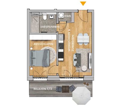 Stilvolle, modernisierte 2-Raum-Wohnung mit Balkon und Einbauküche in Schwäbisch Hall