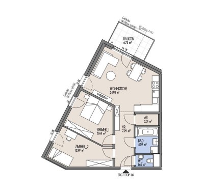 NordGlück - 3 Zimmer-Wohnung mit Balkon und Abstellraum - Top 01-006