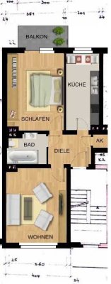 Ruhig gelegene helle 2,5-Zimmer Wohnung mit Balkon im 1. OG in Dinslaken