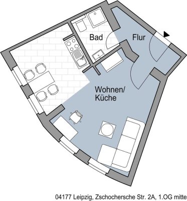 Leipzig Lindenau- 1,5 Zimmer Wohnung mit Parkett und Stuck