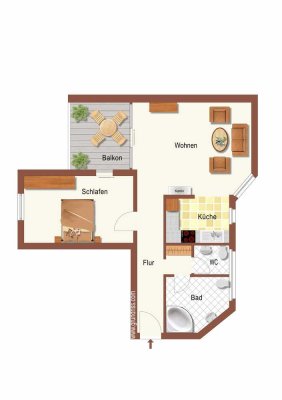Helle 2,5-Zimmer Wohnung im 4. OG mit Balkon in Stadtfeld Ost