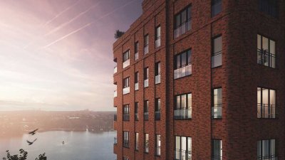 Familienidylle mit Wasserblick im Grünen: Großzügige 4-Zimmer-Neubau-Wohnung mit Loggia & 2 Bändern