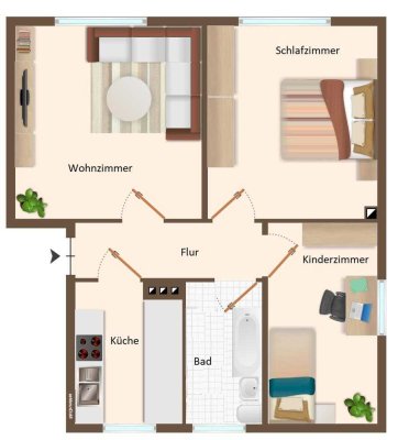 Renovierte 3-Raum-Wohnung im Hochparterre!