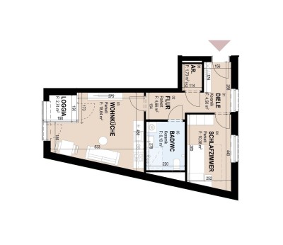 Neubauwohnung mit Loggia im 2. Stock