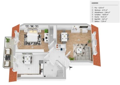 Ruhige & gepflegte 2-Zimmer-Wohnung in 3-Parteien-Reihenhaus in Dülmen-Buldern mit Balkon