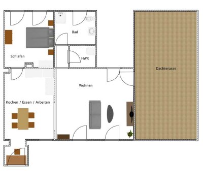 Neuwertige 2,5 Zimmer Wohnung mit gehobener Innenausstattung und großer Dachterrasse