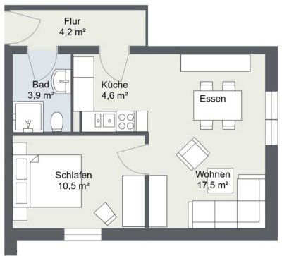 Geschmackvolle, modernisierte 1-Raum-Wohnung mit Balkon und EBK in Kiel