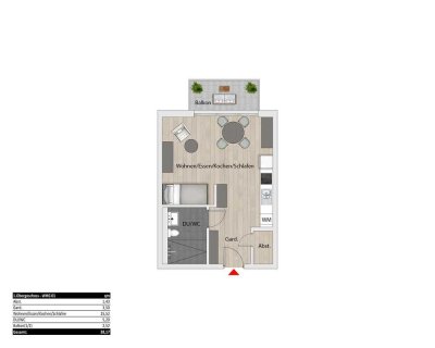 1-Zimmer Wohnung mit Balkon und Aufzug im betreuten Wohnen