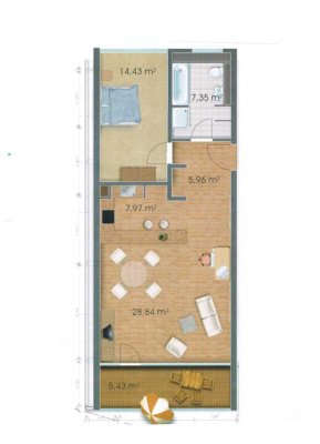 Exklusive 2-Zimmerwohnung mit Loggia in City-Nähe