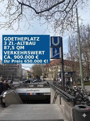 +LUDWIGSVORSTADT+ Ruhige 3 Zi.-Altbauwohng.,Hochparterre,  rustikaler Stil,  für 3-5 Jahre vermietet