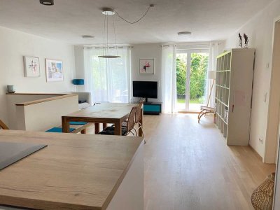 Stilvolle 3,5-Zimmer Garten-Wohnung mit Terrasse und Einbauküche in München Solln