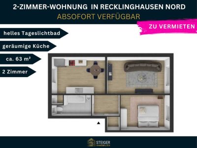 Moderne 2,5 Zimmer Wohnung im 3.OG in Recklinghausen-Nord
