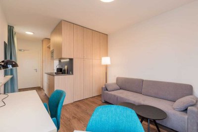 Panorama Studio mit Concierge und Fitnessclub im Fritz Tower-Bezugsfrei & komplett möbliert !