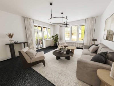 Erdgeschosswohnung mit großem Garten (300m²), 5 Zimmer, 2 Bäder und Garage in reiner Anliegerstr.