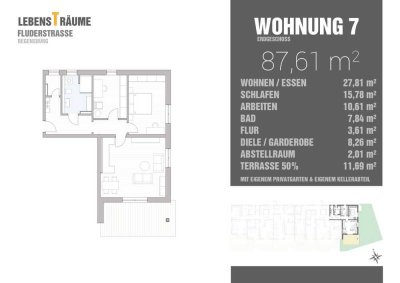 Attraktive 3-Zimmerwohnung, lichtdurchflutet und mit Terrasse und Gartenanteil