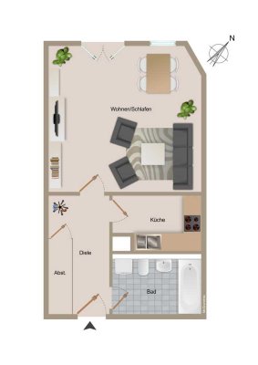 Sofort bezugsfrei: 1-Zimmer-Wohnung mit Tiefgaragenstellplatz in Leipzig