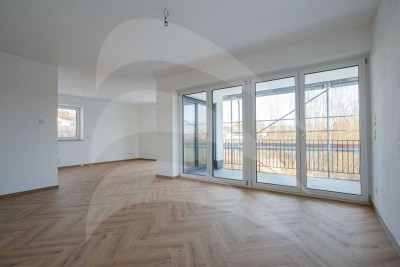 Erstbezug: Barrierefreie 3-Zimmer-Wohnung im KfW40-QNG-Bauweise mit Balkon mit Blick ins Grüne