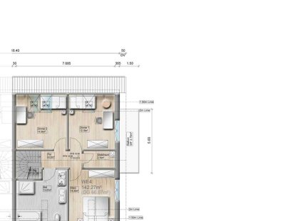 Helle 4-Zimmer-Wohnung über 2 Etagen im OG