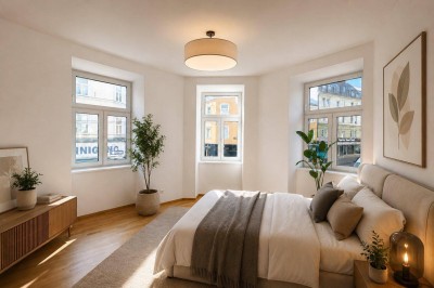 Historischer Charme trifft modernen Wohnkomfort! Exklusive 2-Zimmer-Wohnung | Erstbezug nach Sanierung | Fußbodenheizung | 1. Liftstock