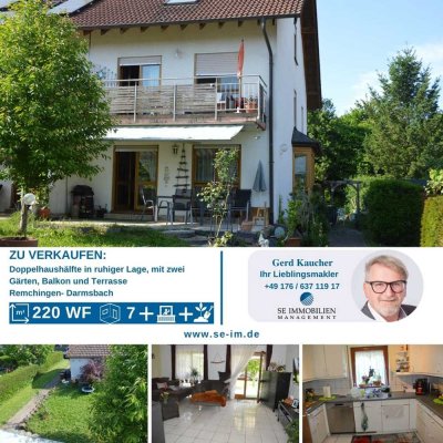 Große Doppelhaushälfte mit Doppelgarage in einer Sackgasse, mit Chic, Charme, Garten & Terrasse