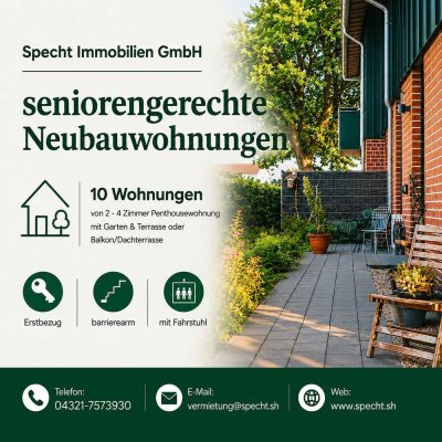 Erstbezug seniorengerechtes Neubau-Wohnen 2 Zimmer Wohnung 45m² mit Balkon in Neumünster Gadeland