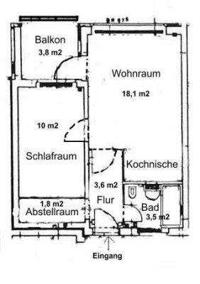 2-Zi Wohnung mit Balkon: OS Haste ab 1.03 zu vermieten