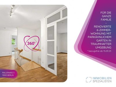 FÜR DIE GANZE FAMILIE - RENOVIERTE 6-ZIMMER-WOHNUNG MIT PARKÄHNLICHEM GARTEN IN TRAUMHAFTER UMGEBUNG