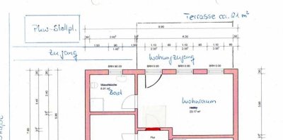 Attraktive und gepflegte 1-Zimmer-Souterrain-Wohnung mit Terrasse
