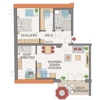 Dachgeschosswohnung in Retzstadt inkl. Stellplatz und Keller