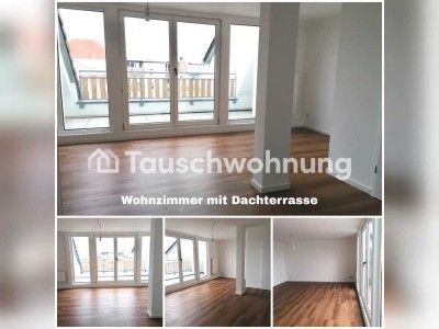 Tauschwohnung: Helle 2 Zimmer Dach Maisonette mit Balkon und Wanne