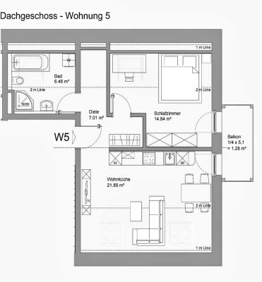Exklusive 2-Zimmer-DG-Wohnung mit Balkon in Buchloe