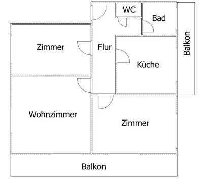 Helle sehr gut geschnittene 3-Zimmer-Wohnung mit Balkon in Weinheim West