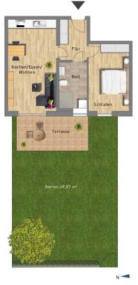 Neuwertige 2-Zimmer-EG-Wohnung mit Einbauküche und privatem Garten