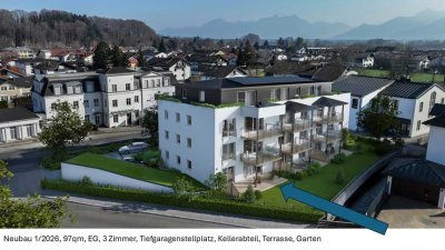 Gehobene 3-Zimmer Wohnung EG, mit Garten und Garage, in Prien am Chiemsee